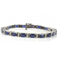12.95 Cts. 18K White Gold Blue Sapphire and Diamond Bracelet